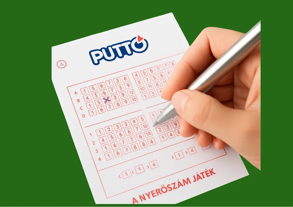 Puttó szelvényt tölt ki egy kéz.